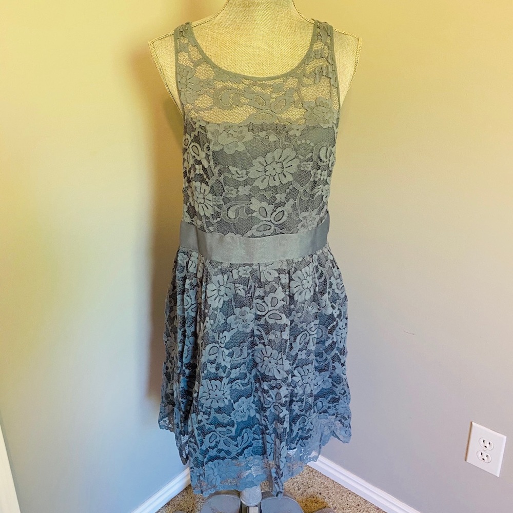 Blue-gray lace dress